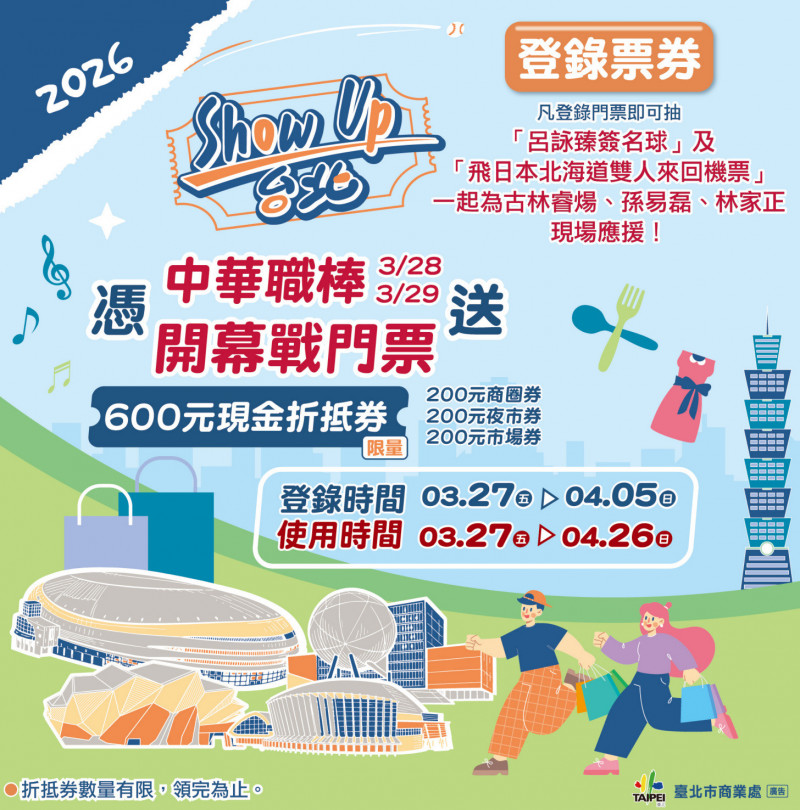 中華職棒開幕戰開打！北市送600元折價券 再抽中機票、簽名球