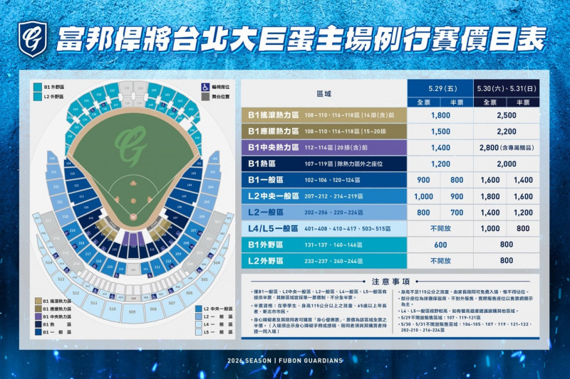 中職》富邦悍將前進台北大巨蛋 門票23日起開賣
