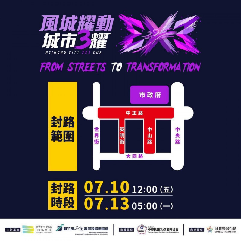 竹市「風城耀動 城市3耀」3x3籃球賽交管措施一次看!