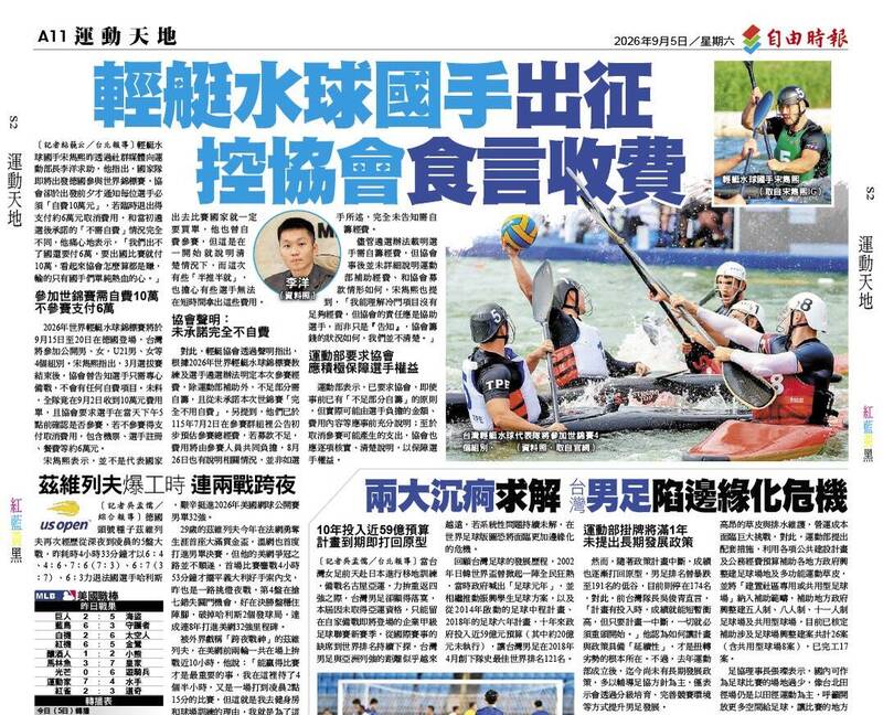 輕艇水球國手出征 控協會食言收費