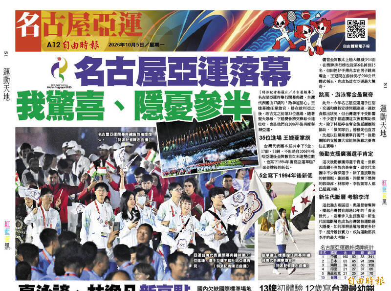 亞運前線》名古屋亞運落幕 我驚喜、隱憂參半