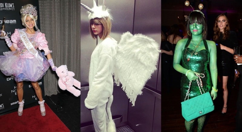 （左起）Fergie 、Taylor Swift、Lily Allen等知名歌手的萬聖節裝扮改走可愛童趣風。