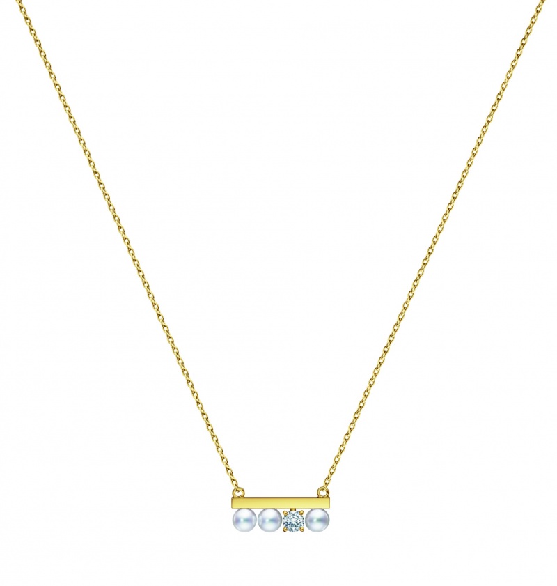 TASAKI鑽石珍珠黃K金項鍊，NT60,400。