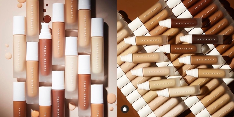 蕾哈娜旗下彩妝品牌推出40種色號粉底，以貼合各種膚色女性需求。（截自Fenty Beauty IG）