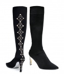 黑色飾珍珠水晶襪套靴 48,000元