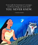 風中奇緣（Pocahontas）‧寶嘉康蒂（Pocahontas）：「如果你願意踏出未知的腳步，你將可以學習到你從未經歷過的事。」
