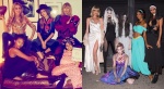 （左起）Taylor Swift、Gigi Hadid和Victoria's Secret的模特兒們，也都相約以搞怪造型歡慶萬聖節！ 