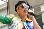 Lady Gaga現身紐約石牆暴動日50週年紀念活動發表演說。（美聯社）