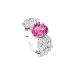 PIAGET Treasures Collection 18K 白金粉紅藍寶石高級珠寶戒指，價格店洽。