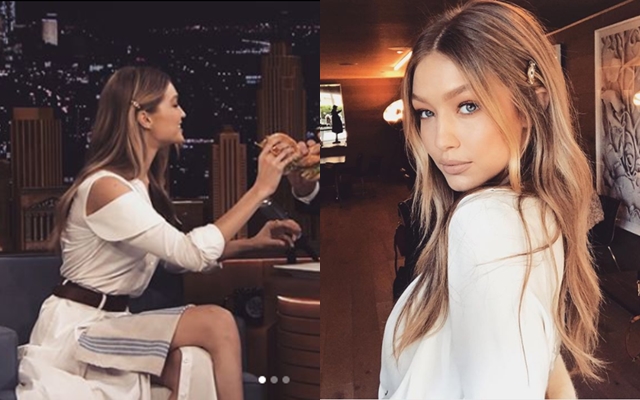 吉吉哈蒂德（Gigi Hadid）巧妙透過別緻的髮夾為Total Look烘托出優雅格調。（擷取自gigihadid Instagram）