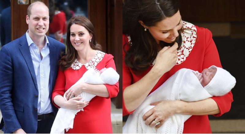 紅色洋裝襯出產後好氣色！威廉王子、凱特王妃帶著新小王子露面了！