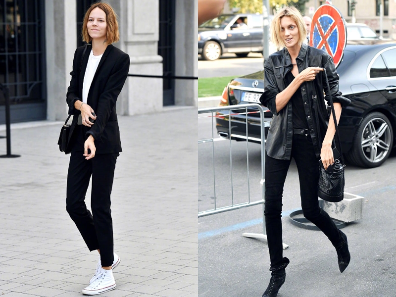 Versace大秀上請到王子系名模，左：Freja Beha Erichsen、右：Anja Rubik，開秀前被捕捉到私服造型，果然帥到不行。