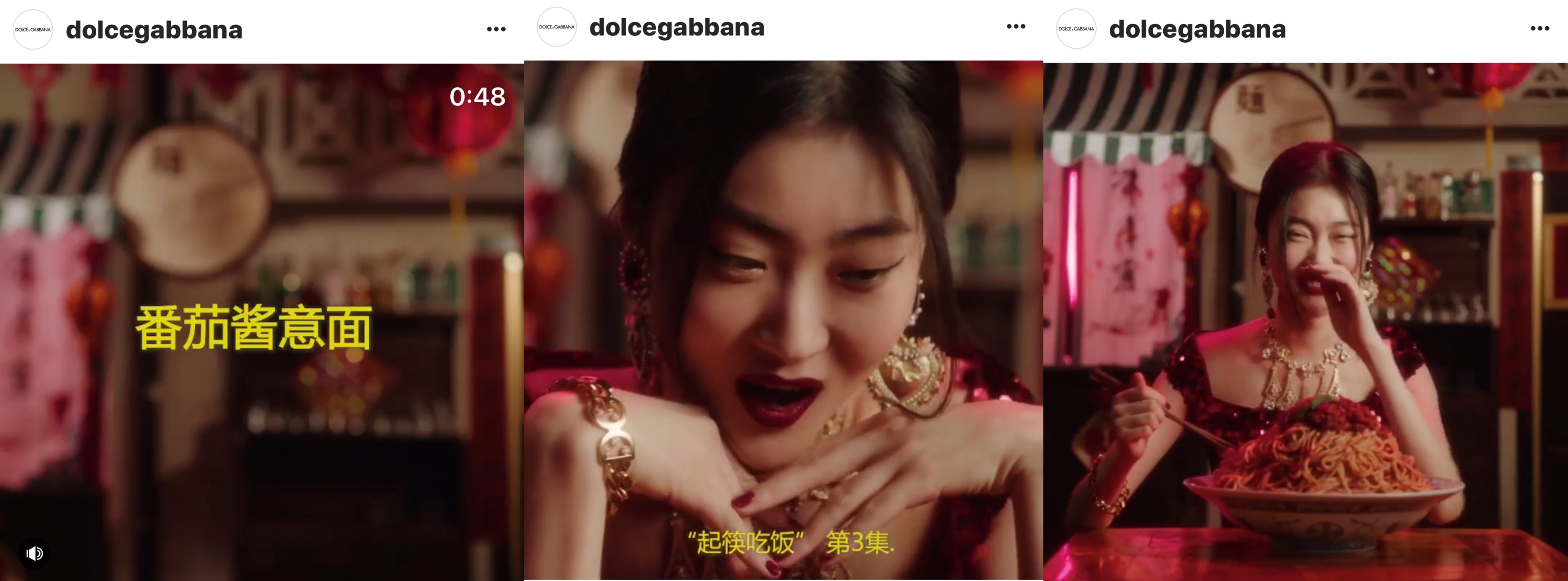 Dolce & Gabbana在官方上傳的影片，讓中國人認為是嘲弄中國傳統文化。（翻攝自IG）