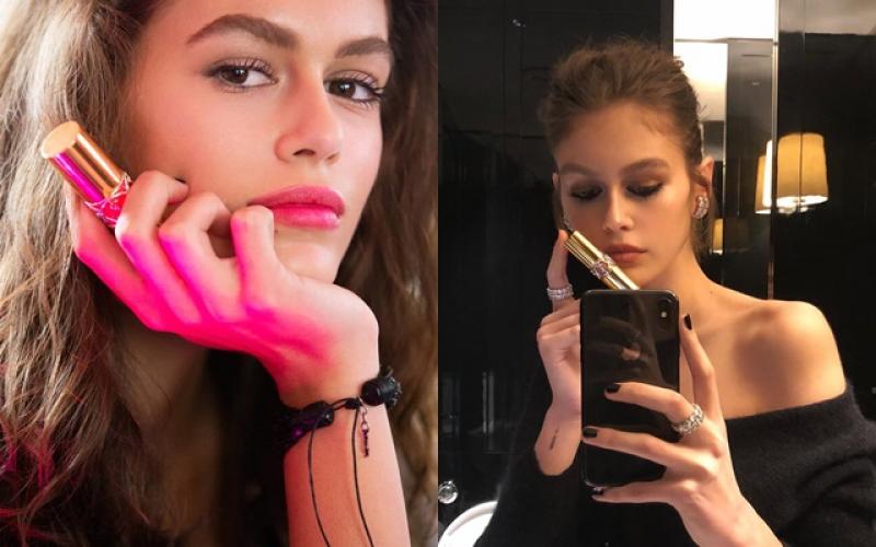 身為YSL beauty 彩妝大使的她，也經常在IG分享使用的美妝品。（翻攝自＠kaiagerber IG）