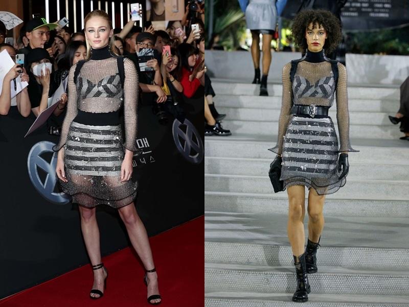 Sophie Turner蘇菲特納在韓國首映紅毯上，搶先穿上Louis Vuitton 2020年早春系列。