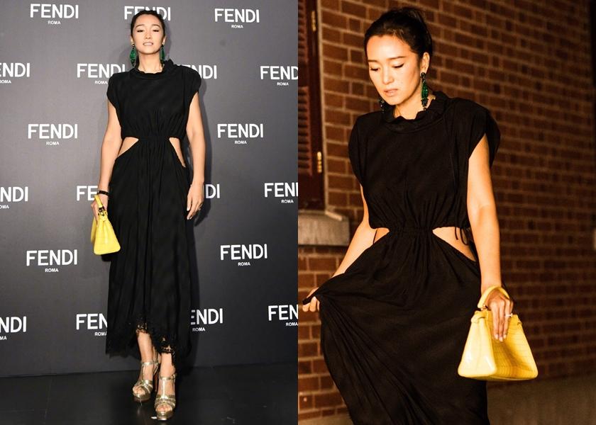 鞏俐現身 Fendi 上海大秀，選穿「露腎裝」展現玲瓏有緻好身材。（翻攝自weibo）