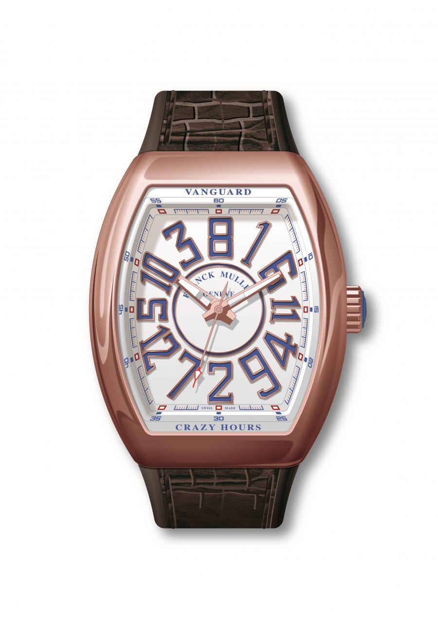 Franck Muller 品牌大使張智霖先生於活動現場配戴FRANCK MULLER Vanguard Crazy Hours 亞洲特別版玫瑰金腕錶，NT 828,000元。