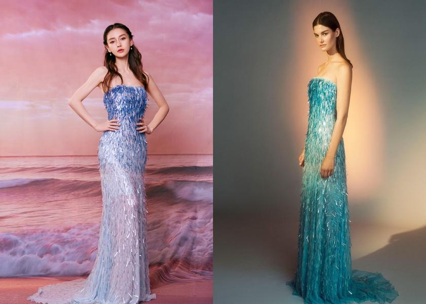 Angelababy 這身超美的漸層禮服是 Alberta Ferretti 2019秋冬高級訂製服。（翻攝自Angelababy、楊穎工作室WEIBO）