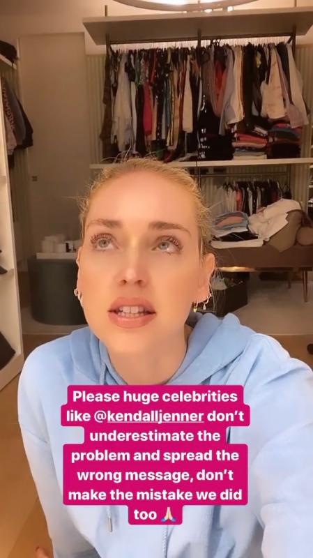 Chiara Ferragni直接點名Kendall Jenner不要誤用自己的影響力。（截自Chiara Ferragni IG）