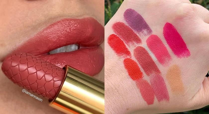 唇膏偏霧面質地，相當顯色。（翻攝自iamannasin、thebeautynation IG）