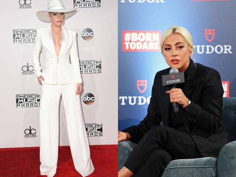 Lady Gaga 也時常選穿黑色、白色成套西裝。
