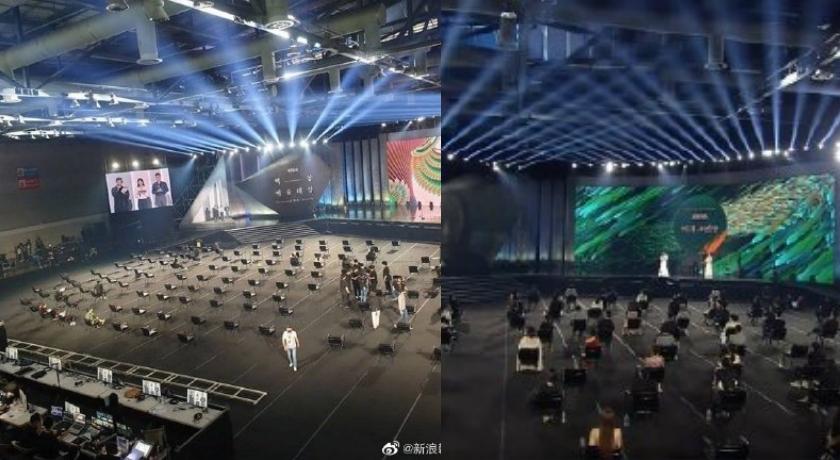 彷彿就像到學測般的情況，保持距離不能偷看答案！（翻攝自 Weibo）