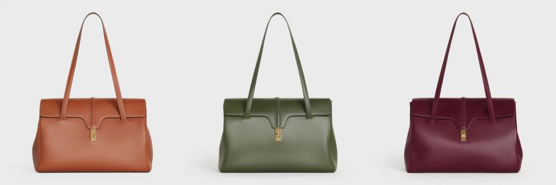 CELINE「SOFT 16」牛皮大型肩背包，各NTD99,000。（品牌提供）