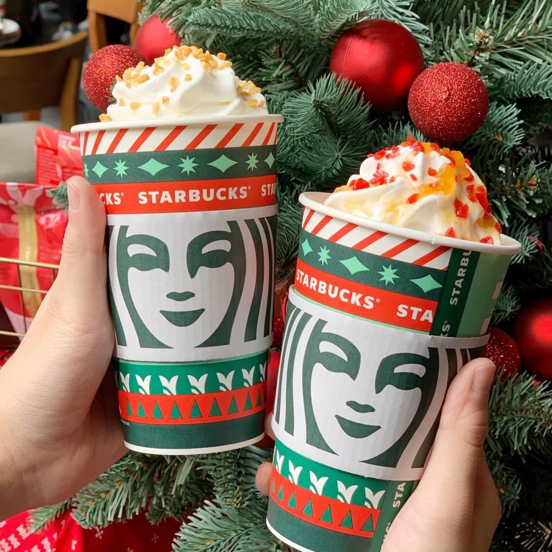 星巴克冬日限定「太妃核果風味那堤」、「烤蘋果風味那堤」即日起新上市。（圖／記者郭宣暄攝）