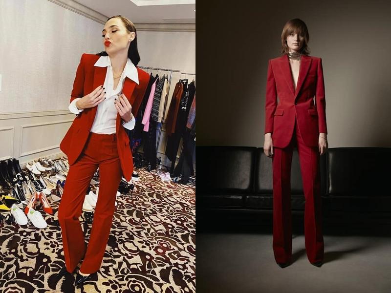 蓋兒加朵 in SAINT LAURENT。