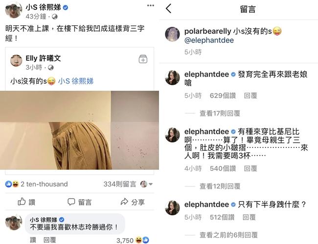 小S被女兒狠嗆，狂發五段留言回嗆！（翻攝自polarbearelly　IG、徐熙娣FB）