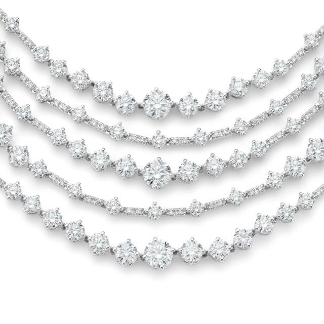 De Beers Arpeggia 18K 白金五行高級珠寶鑽石項鍊。