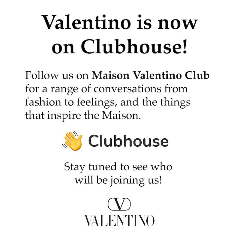 Valentino開設Clubhouse帳戶。（品牌提供）