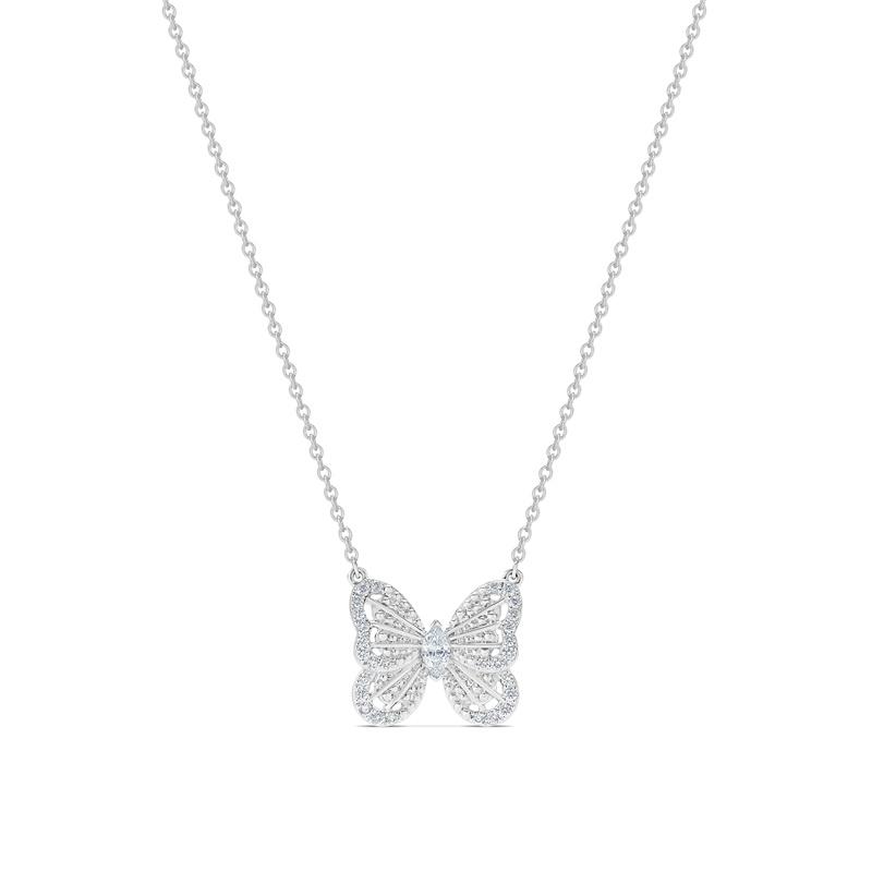 De Beers Butterfly 18K 白金鑽石吊墜項鍊，NTD92,000。