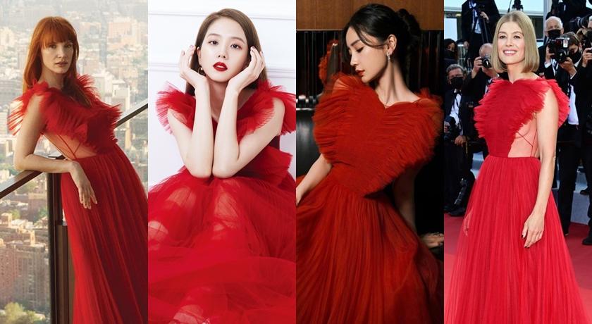 Angelababy紅心紗裙驚豔紅毯！其實Jisoo、007女郎早穿過「她」被公認最美