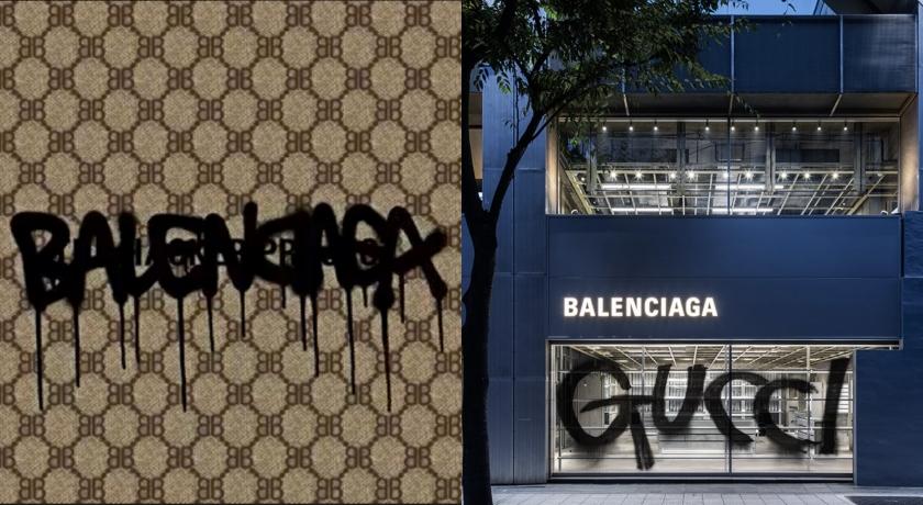 百貨專櫃慘遭「駭客」破壞？Balenciaga玻璃櫥窗、紙袋全被噴漆塗鴉