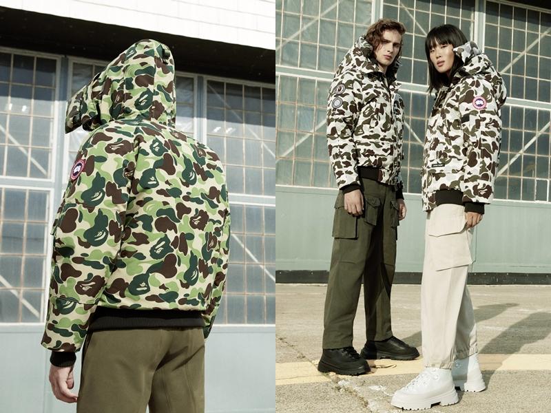 The Chilliwack Bomber 飛行員外套，上頭裝點 BAPE® 最著名的 ABC CAMO 獨特迷彩圖案。