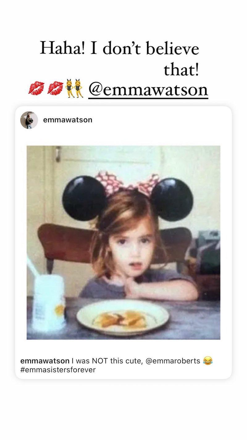 Emma Roberts回應Emma Watson的貼文。（截自emmaroberts IG）