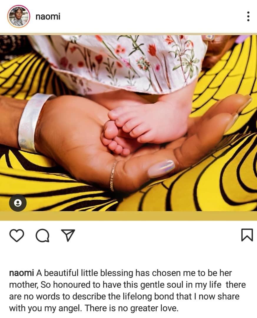 娜歐蜜去年五月在個人 instagram 宣布當新手媽媽，當時震驚全網。（翻攝自Naomi@instagram）