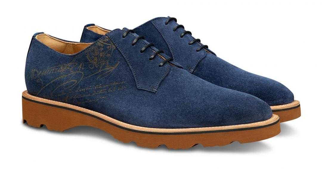 Berluti Spada深藍色綁帶鞋，NTD 47,500。（Berluti提供）