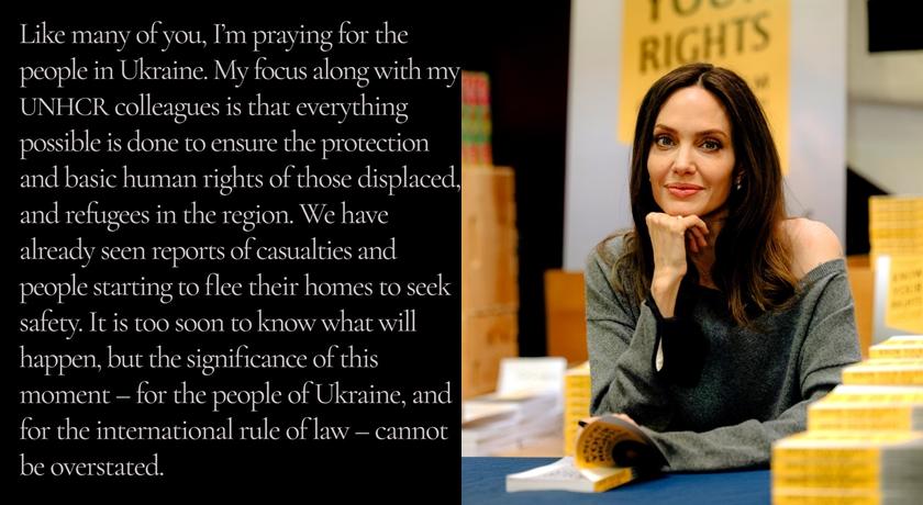 烏俄開戰全球緊盯！安潔莉娜裘莉發聲明相挺：盡我所能保護難民
