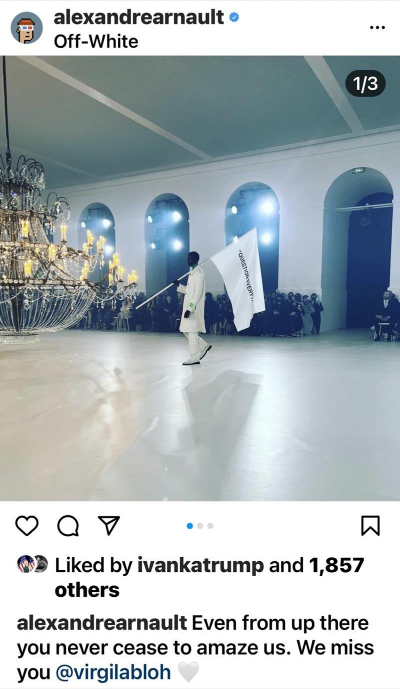 LVMH 集團二公子亞歷山大阿爾諾透過 instagram 發文對這位早逝的才子表示懷念。