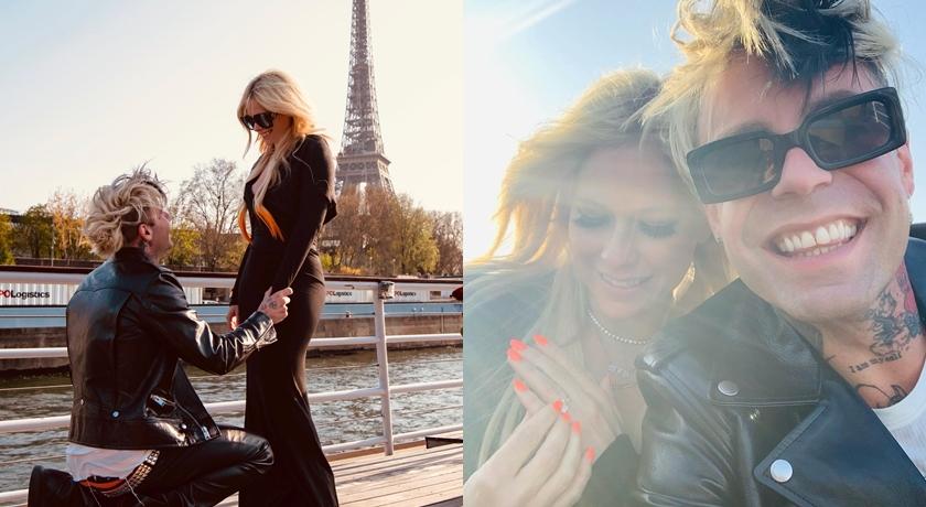 巴黎鐵塔前曬「5克拉巨型愛心鑽戒」！搖滾小天后艾薇兒宣布訂婚