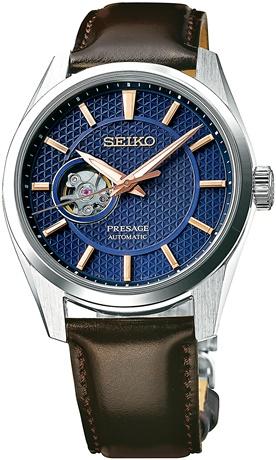 Seiko Presage Sharp Edged新銳系列開芯錶款（藍墨），搭載6R38機械機芯，動力儲存70小時，31,000元。