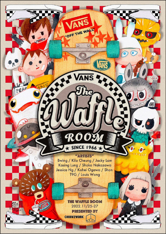 VANS「THE WAFFLE ROOM」海報請來日本知名插畫家小川耕平，以品牌經典元素為靈感繪製。