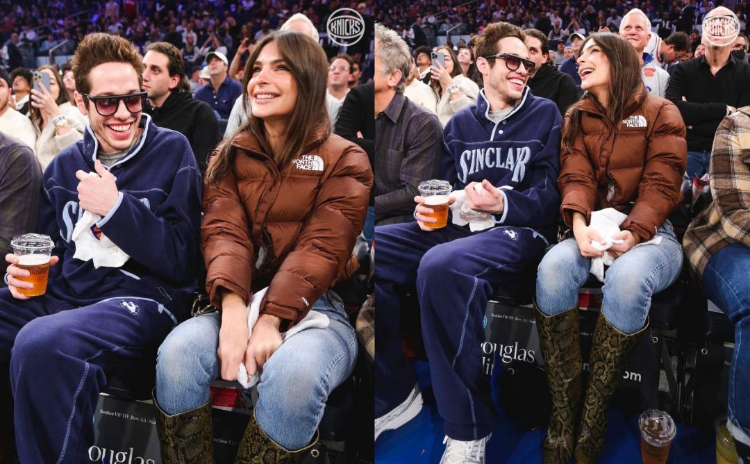 Emily Ratajkowski與Pete Davidson一起現身NBA場邊看球。（截自nyknicks IG）