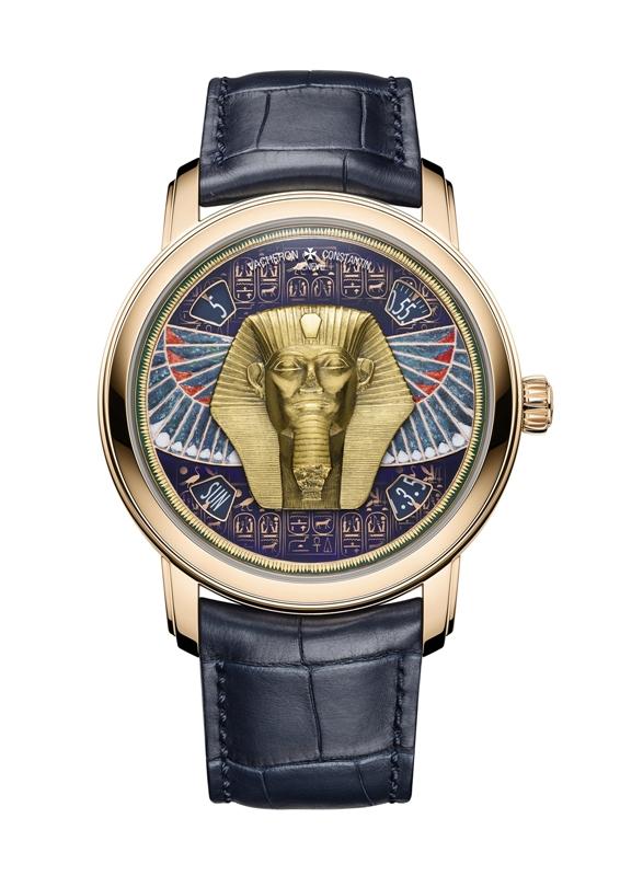 Vacheron Constantin Métiers d’Art藝術大師系列獅身人面像腕錶，18K 5N粉紅金錶殼，自動上鍊機芯，時分、星期、日期顯示窗，錶徑42mm，限量5只，擁有獨立編號。錶盤顯示05：55。