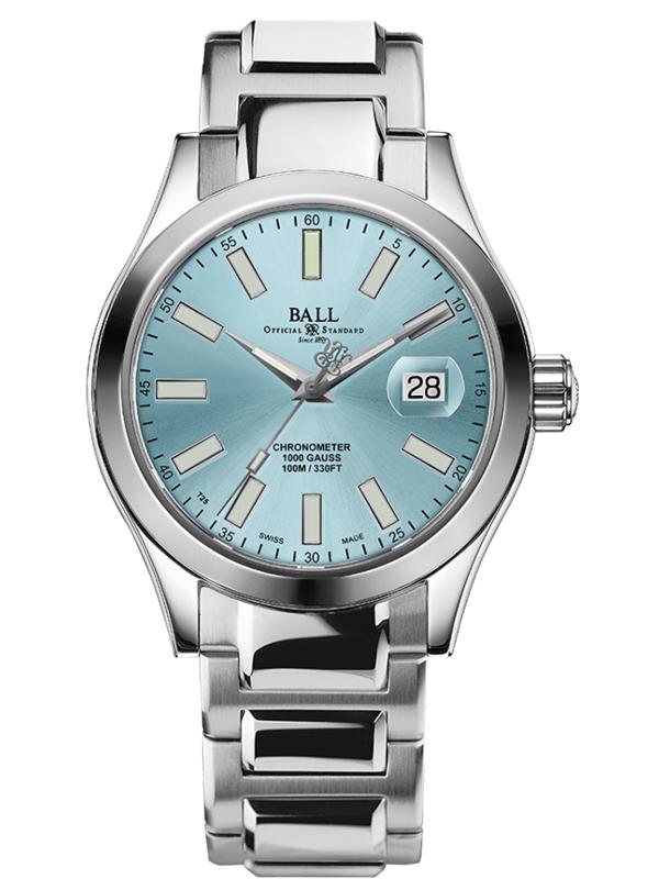 BALL Watch Engineer III Marvelight Chronometer 腕錶，自動上鍊機芯，904L精鋼錶殼，時分秒顯示、日期窗，錶徑40mm，冰藍色錶殼，67,800元。