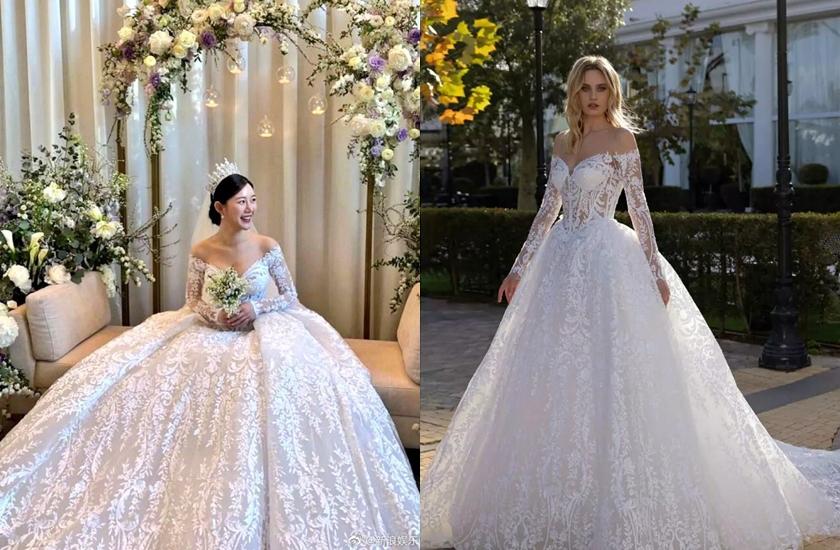 李多寅這套婚紗，來自以色列婚紗設計師Pnina Tornai。