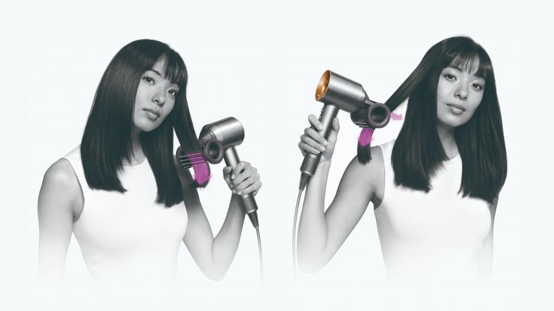 全新Dyson Supersonic吹風機HD15吹風機，首度將齒梳融入吹嘴中，無需專業手法，就能輕鬆打造亮眼髮型。