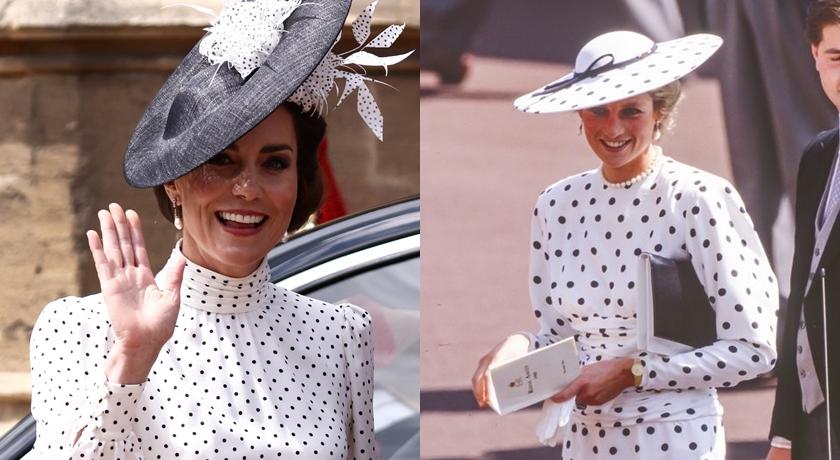 穿越35年完美致敬！凱特王妃一身「黑白波點洋裝」複製黛妃
